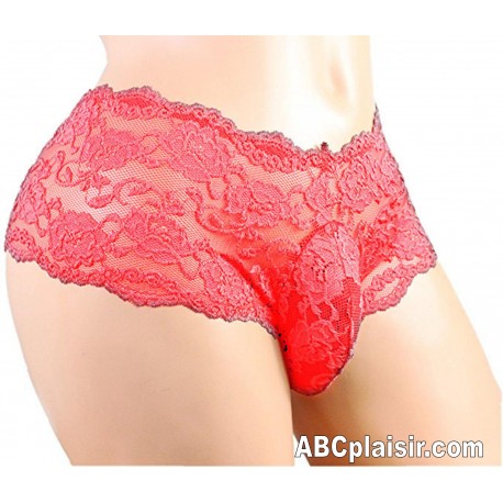 Culotte rouge Sexy sous-vêtement homme féminin
