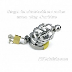 CHASTITY CAGE with urethral plug