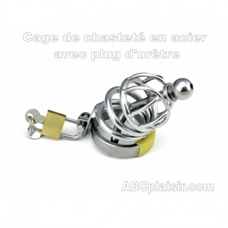 CHASTITY CAGE with urethral plug